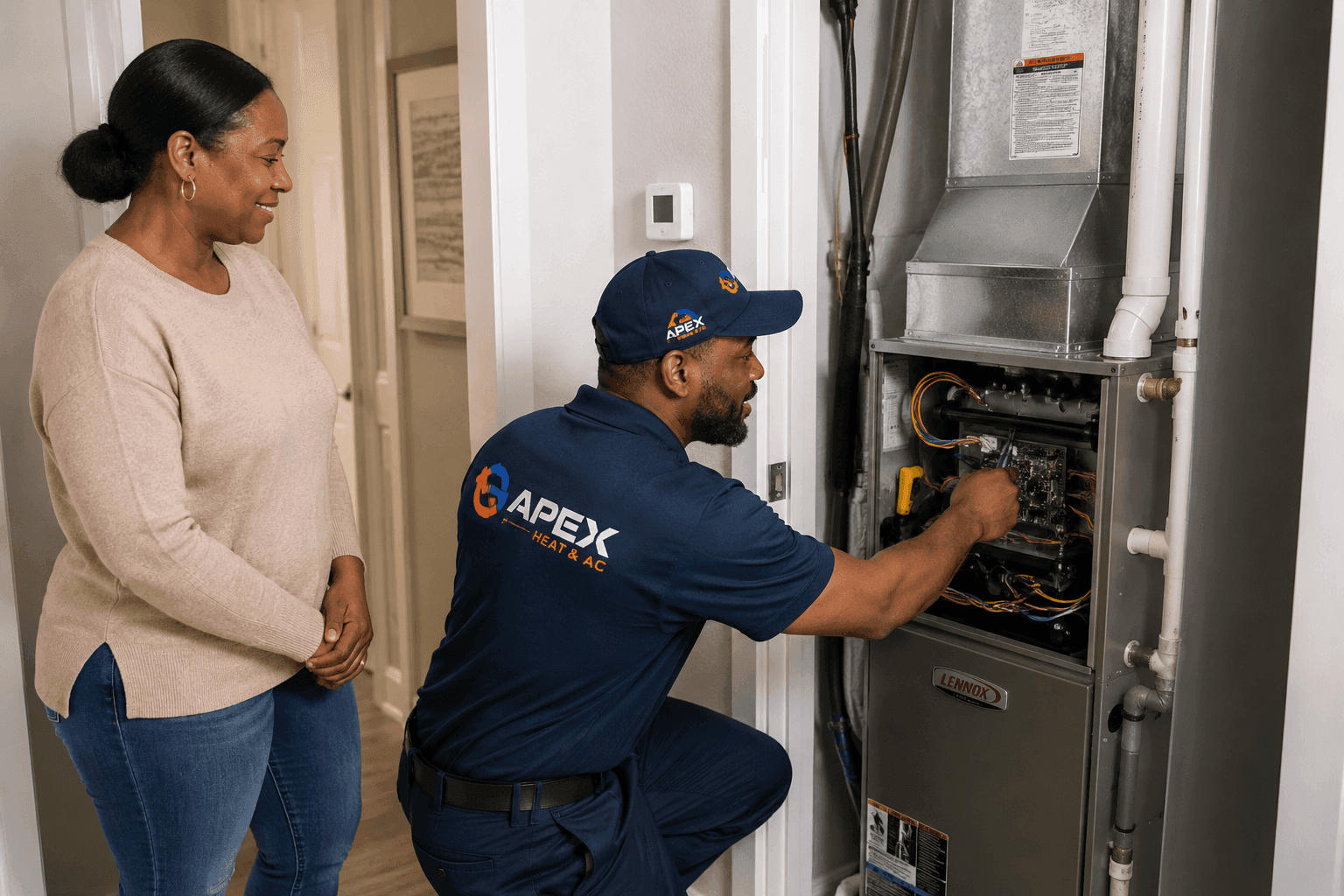 Apex technicians with a service van